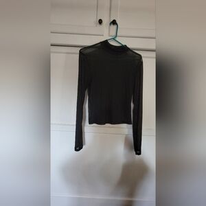FOREVER 21 Black Sheer Long Sleeve Top Size LARGE